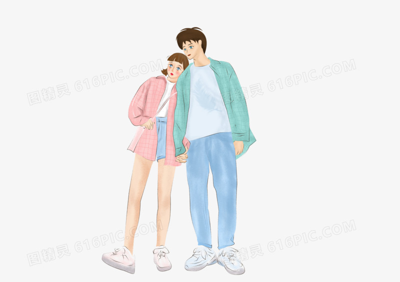 卡通手绘的噪点情侣
