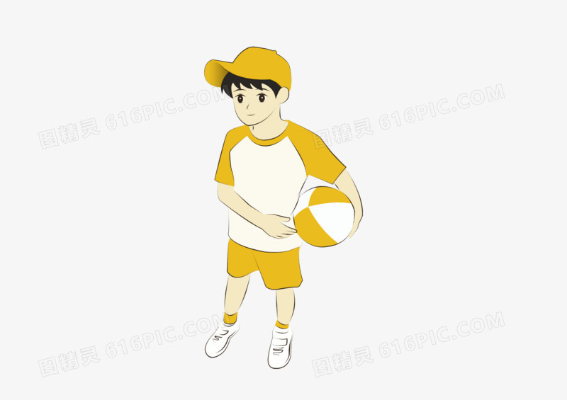 儿童节之手绘卡通男孩子踢皮球