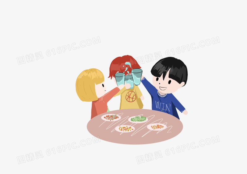 卡通手绘庆祝的同学