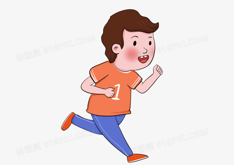 手绘儿童跑步运动插画
