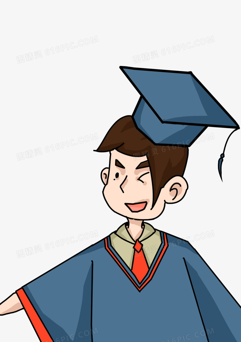 卡通学士服毕业男孩元素