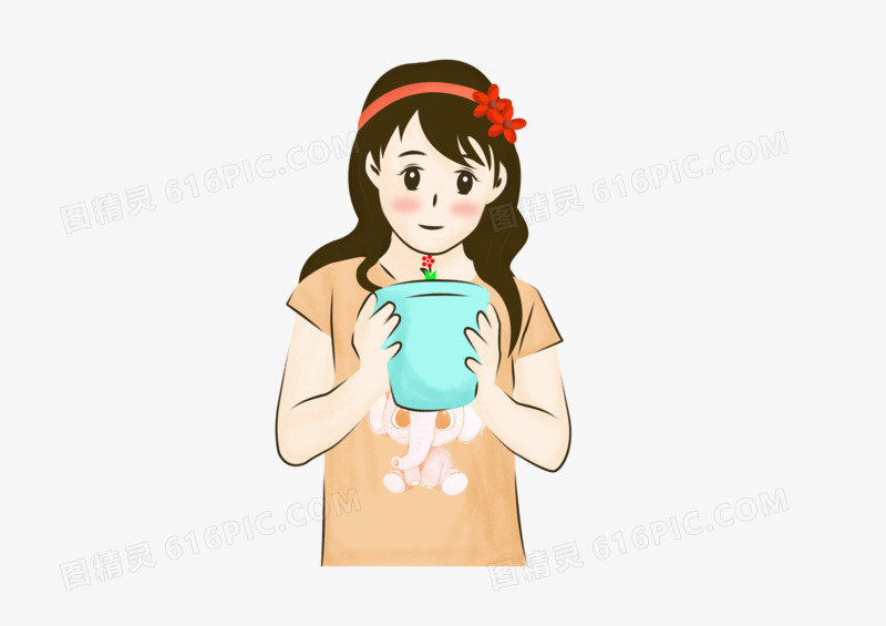 六一儿童节之小女孩种花
