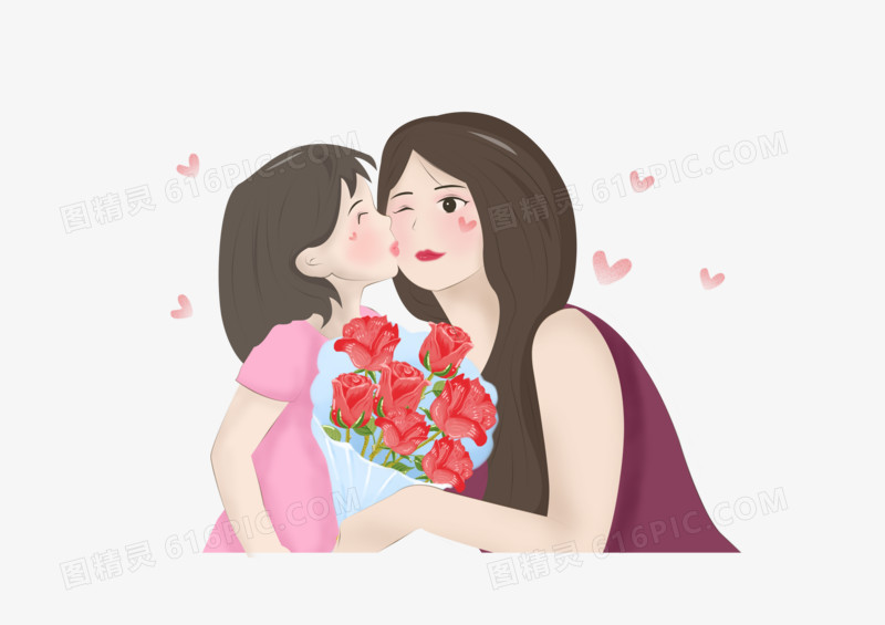 母亲节之女儿亲吻母亲