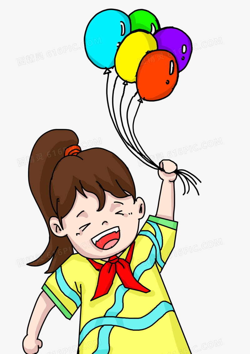 儿童节手绘小女孩元素