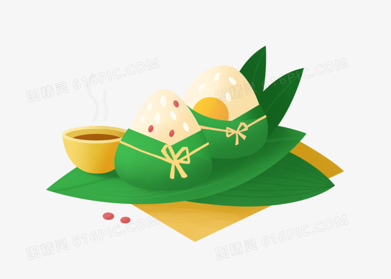 卡通蛋黄创意端午节粽子元素