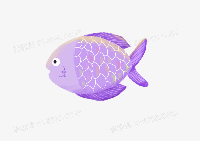 紫色海洋鱼类创意手绘元素