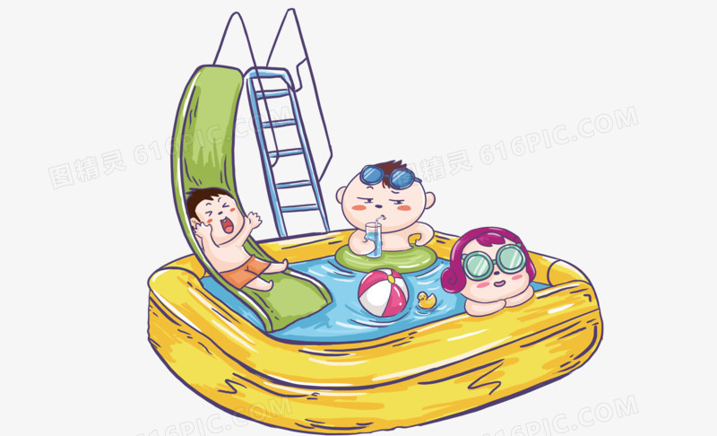 夏至小朋友游泳池元素