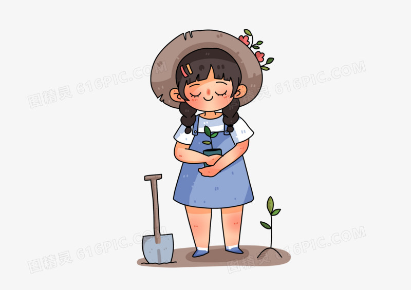 儿童种植绿植原创元素