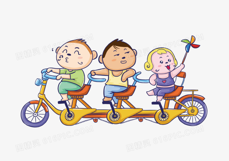 儿童节骑自行车的小朋友