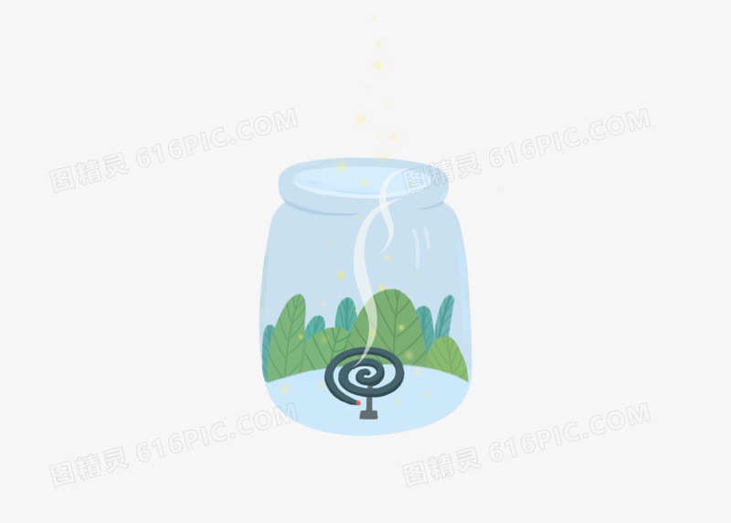 大暑小署夏天来了萤火虫蚊香植物插画