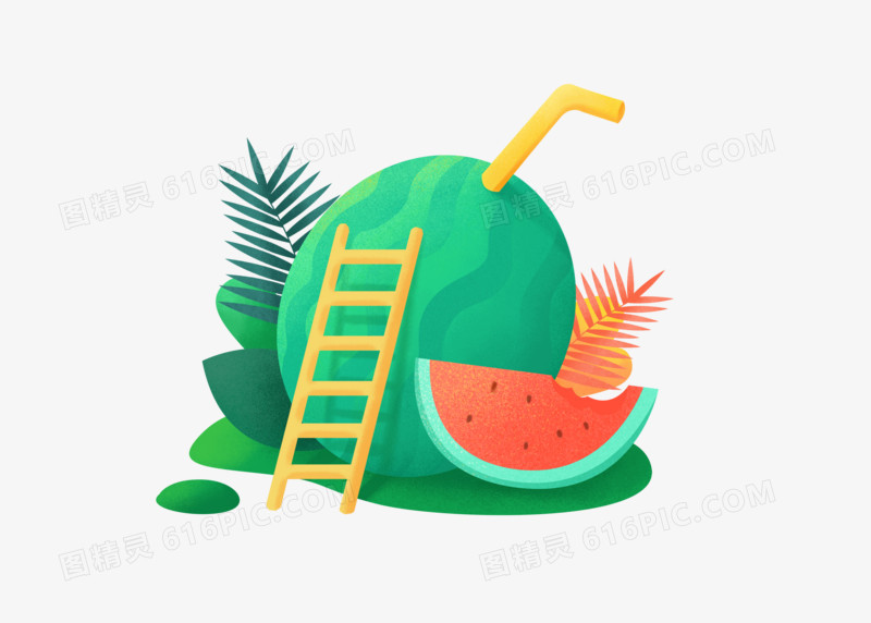 可爱噪点卡通夏天西瓜元素