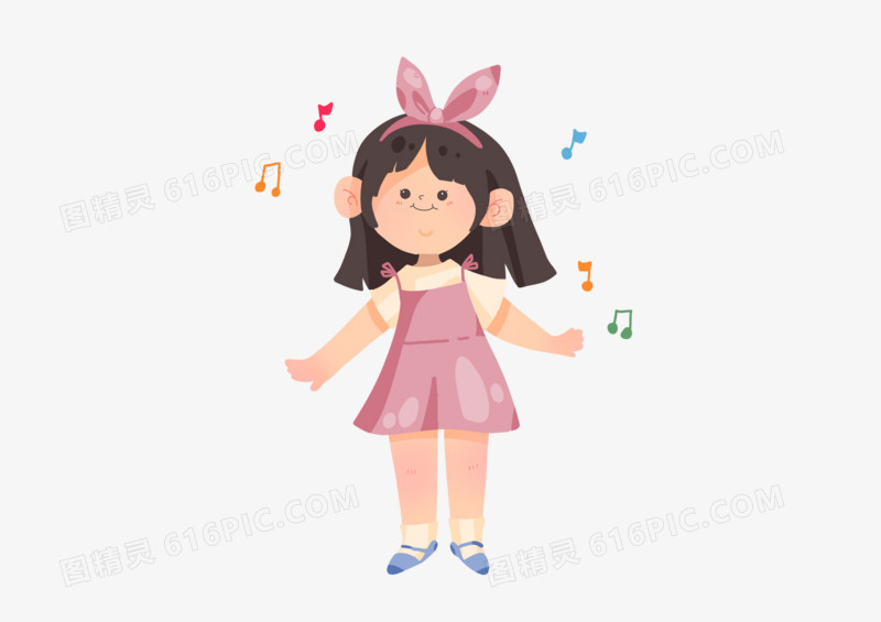 手绘唱歌儿童免抠元素下载