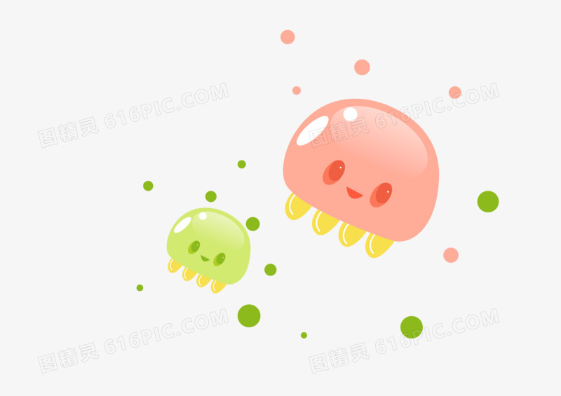 彩色水母创意手绘元素