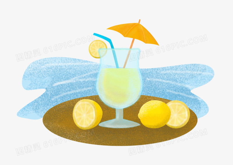 手绘夏天解暑爽口柠檬饮料