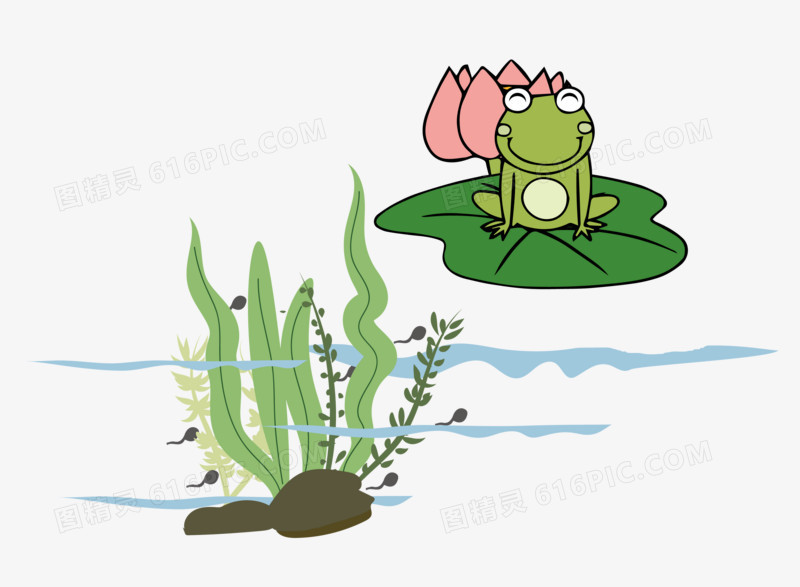 手绘小蝌蚪找妈妈插画素材