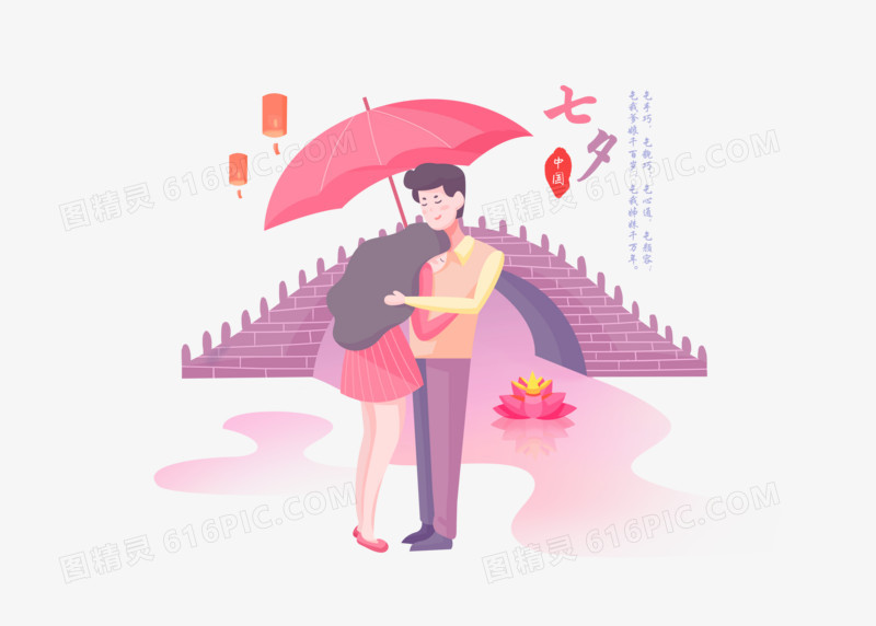 七夕鹊桥会中国风元素