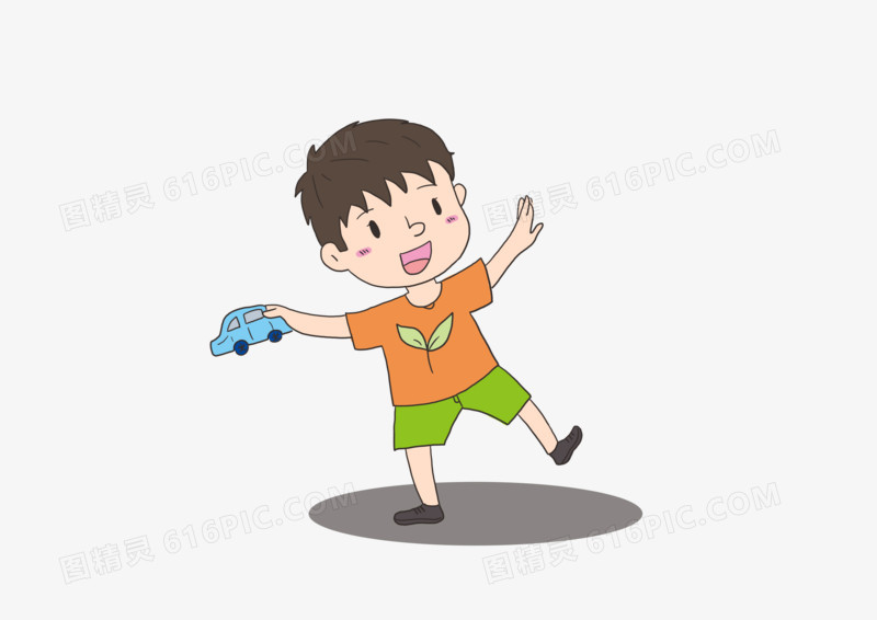 可爱玩汽车的小朋友