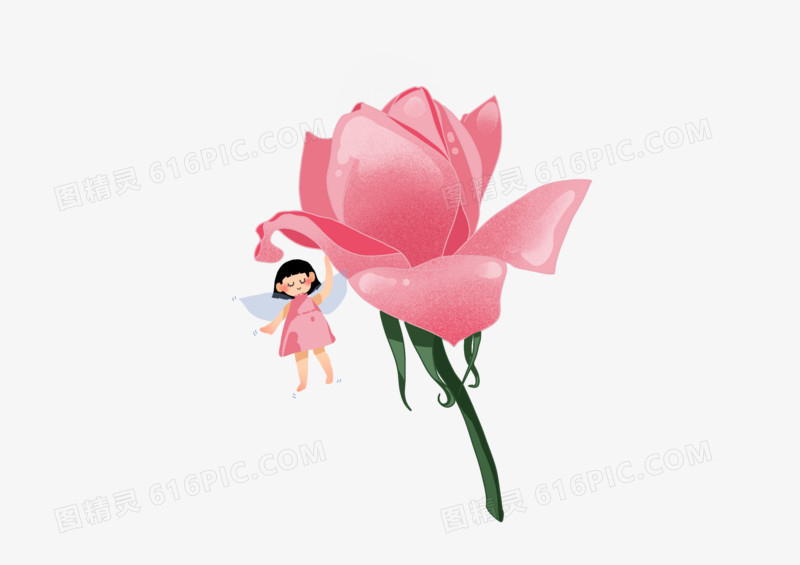 精致手绘玫瑰花卡通元素