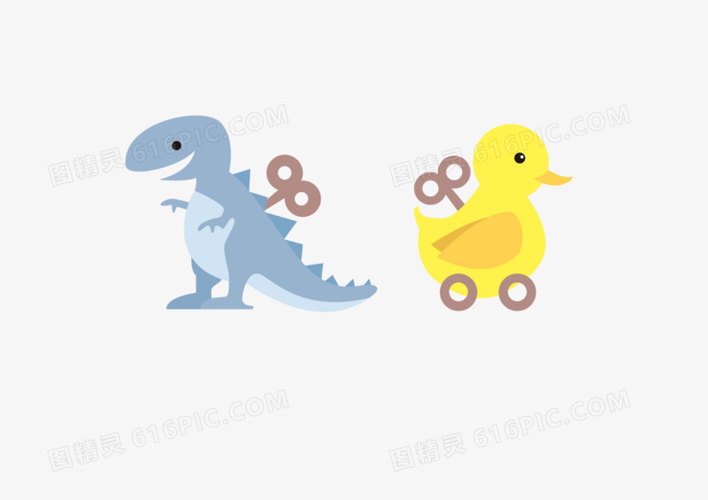 小恐龙小黄鸭儿童玩具元素