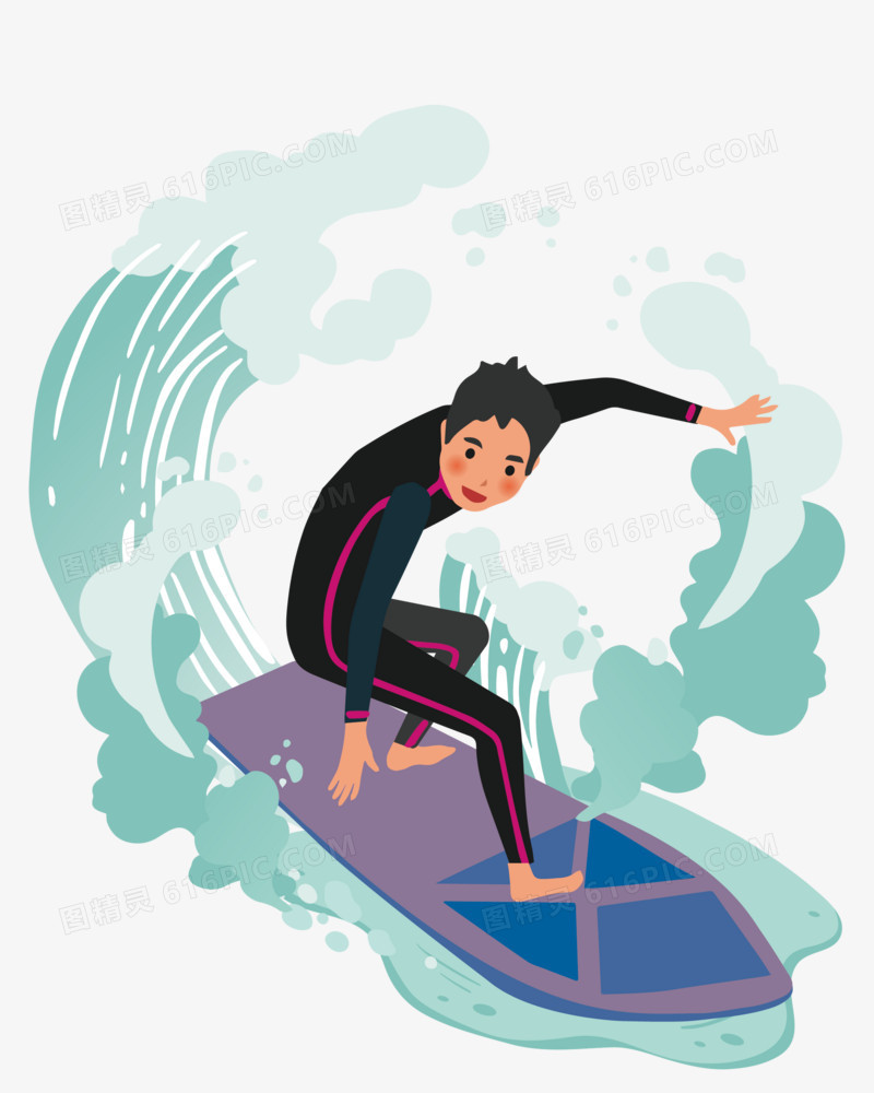 冲浪矢量插画素材