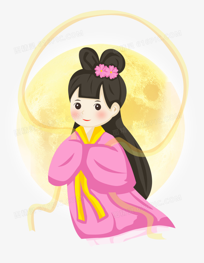 中秋节之手绘卡通可爱的嫦娥仙子
