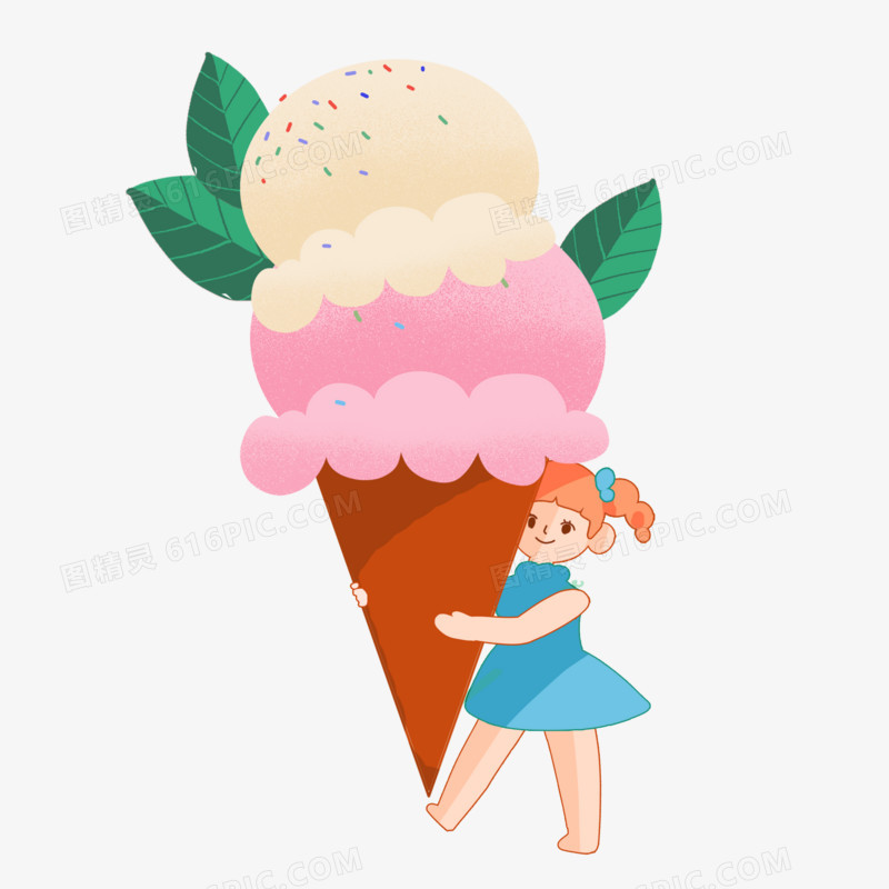 创意夏日甜品手绘插画元素