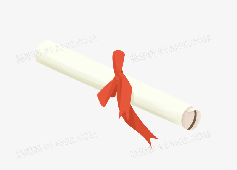 用红色丝带卷起来的毕业证书