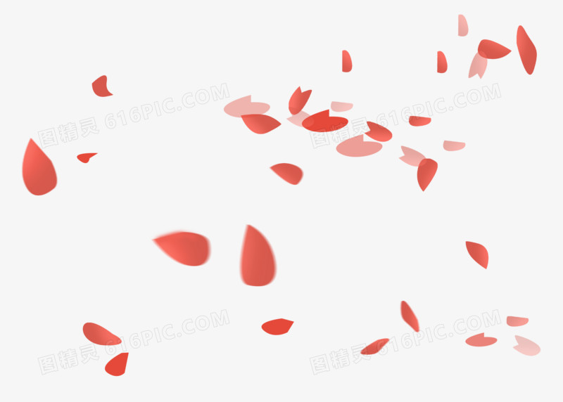 元素剪纸小红花小清新手绘花朵植物春天简约装饰红色玫瑰花瓣