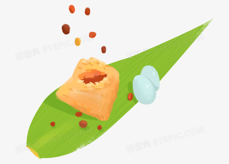 端午节传统节日粽子粽叶糯米美食好吃手绘元素