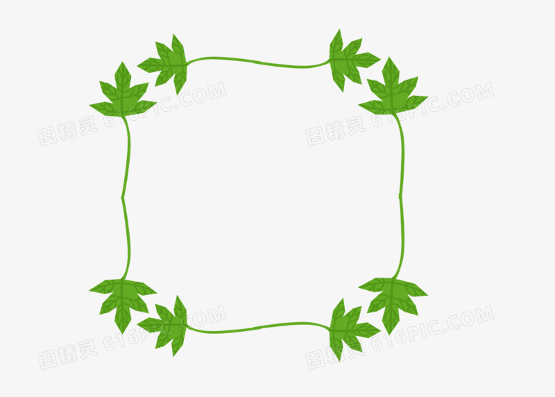端午节艾草绿色叶子植物装饰边框