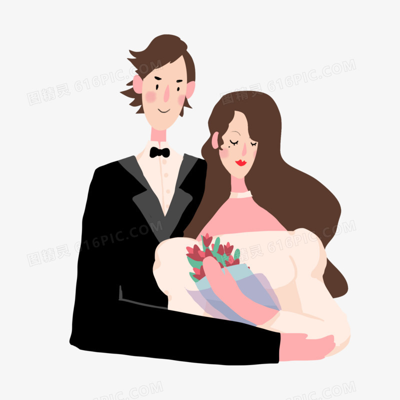 现代情侣男女插画元素