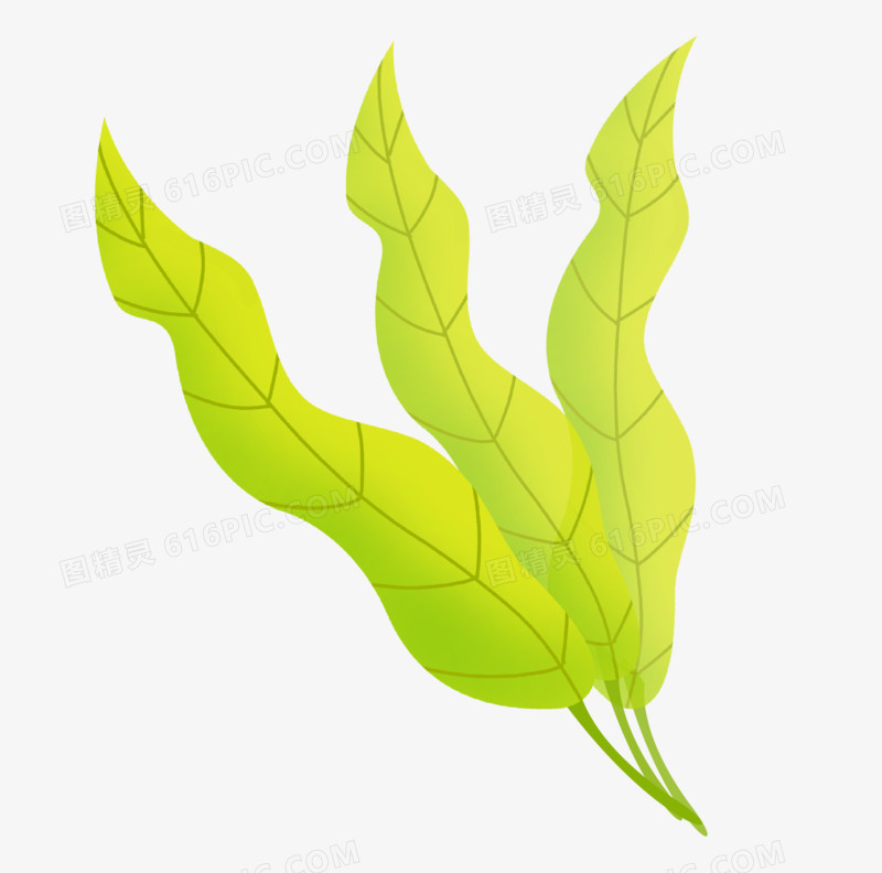 夏天立夏卡通手绘绿色系植物叶子绿植元素装饰