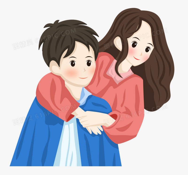 手绘墙手绘地手绘情侣手绘美女情人节之手绘卡通男女朋友情侣图pngpsd