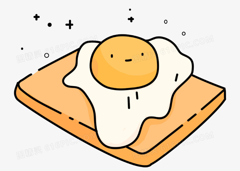 通用卡通MBE装饰手绘可爱Q版早餐土司鸡蛋