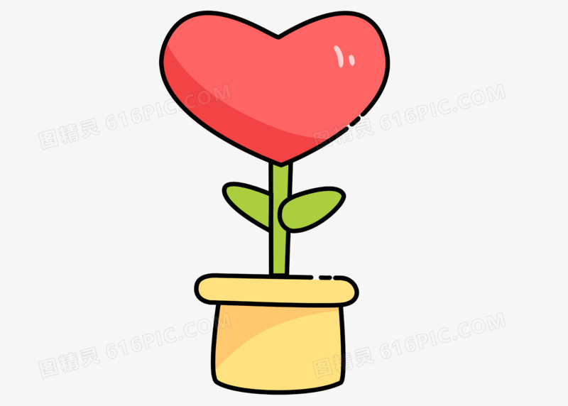 手绘可爱情人节520爱心植物装饰小元素