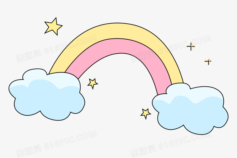 可爱卡通手绘彩虹云朵装饰元素
