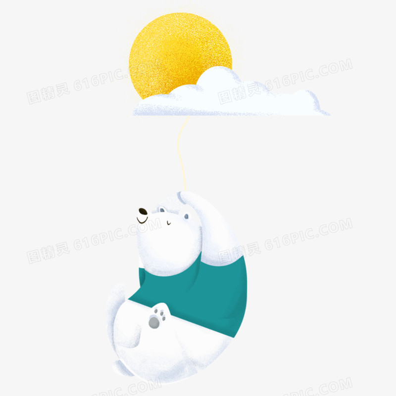 卡通手绘风格挂在月亮下的熊元素