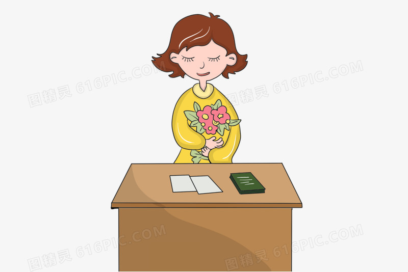 教师节教老师献花场景元素
