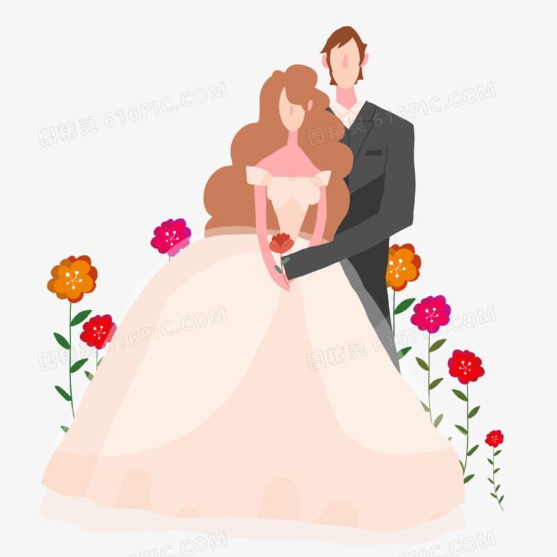 手绘矢量七夕情人节婚礼情侣元素