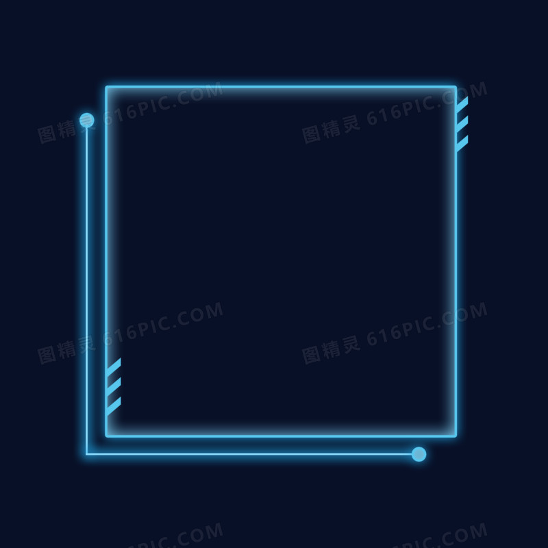 蓝色科技发光边框元素分享