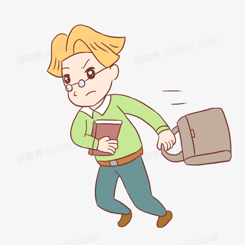 上班的老师卡通手绘元素