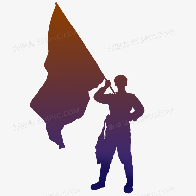 军人剪影革命旗帜