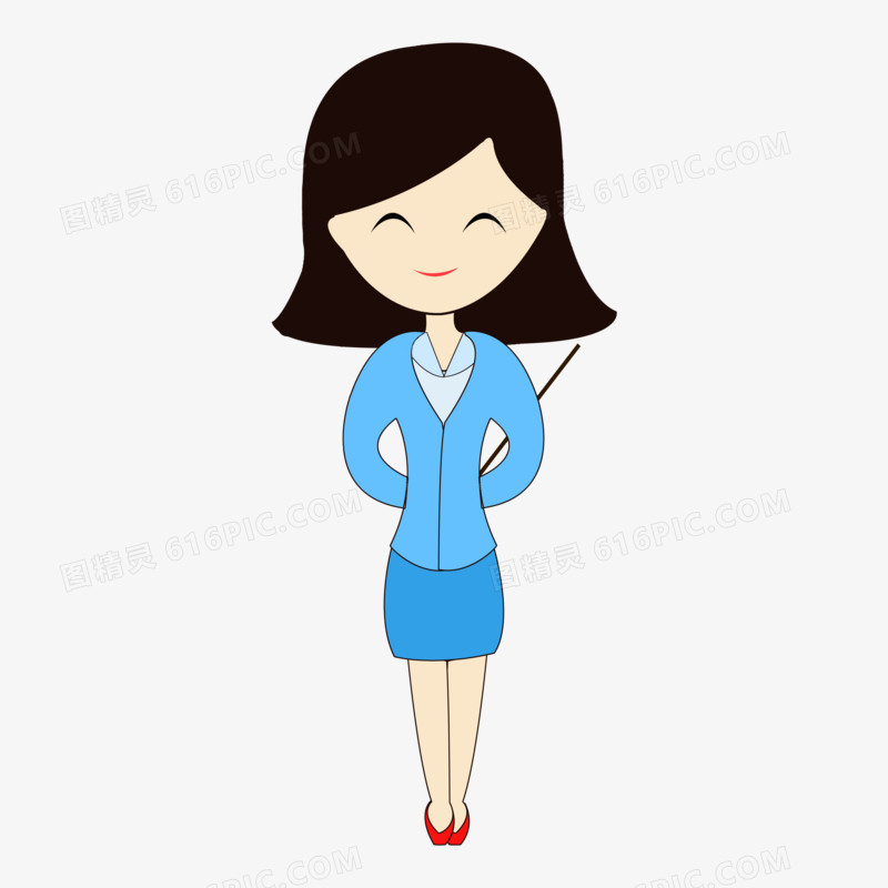 教师节手绘卡通年轻女教师