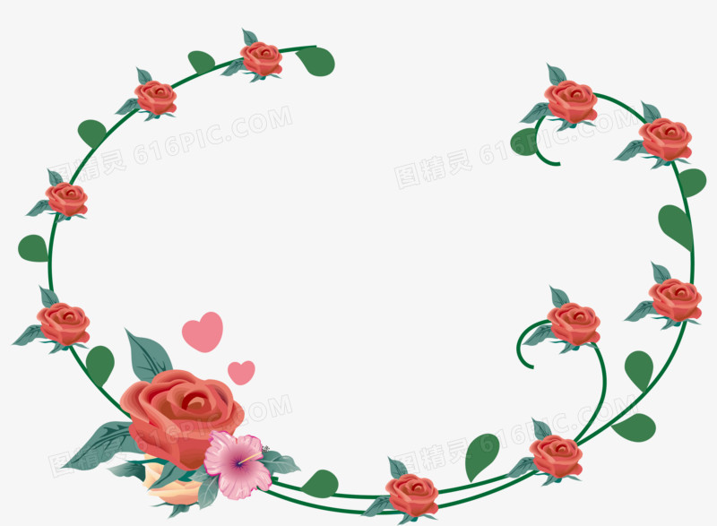 手绘立体玫瑰花花边素材元素
