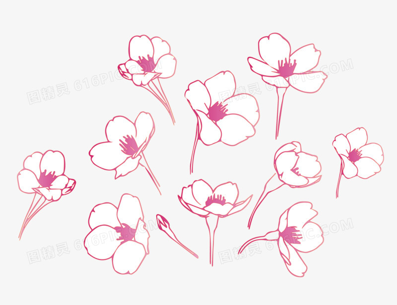 手绘粉色花朵图案元素图标