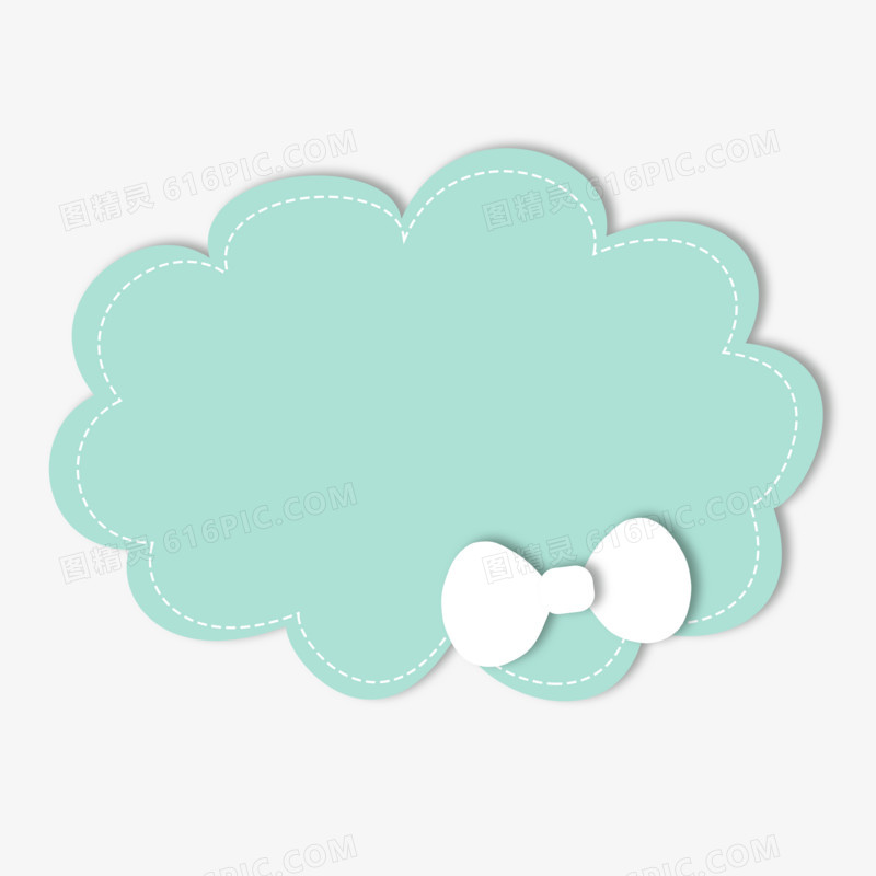 绿色矢量云朵蝴蝶结边框元素