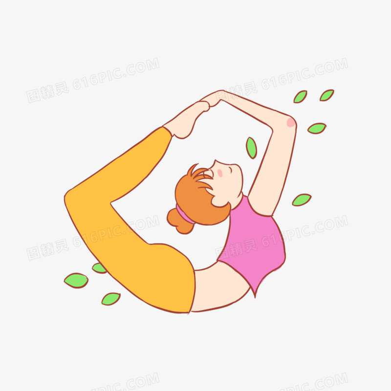 少女瑜伽手绘卡通元素