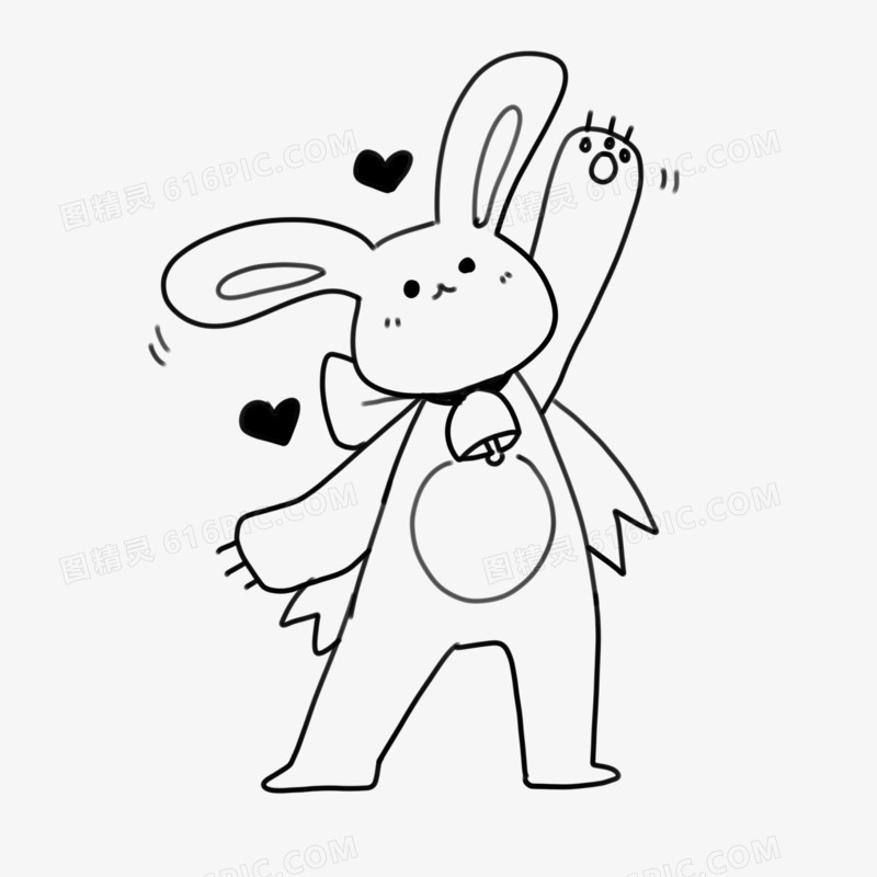 卡通可爱兔子涂鸦免抠元素