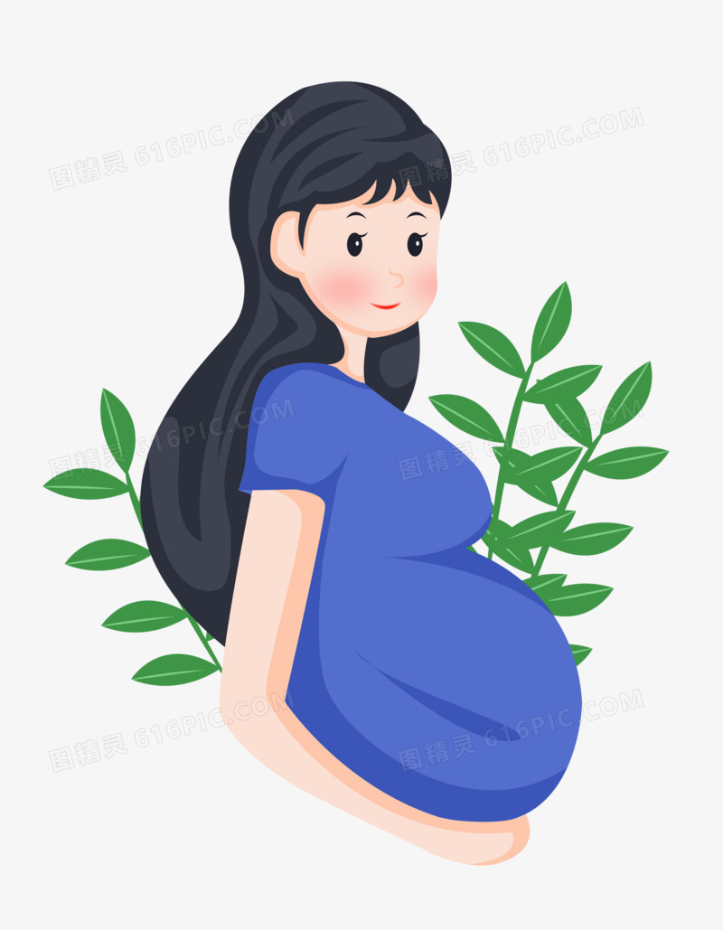 人口日之手绘卡通美丽的孕妇母亲
