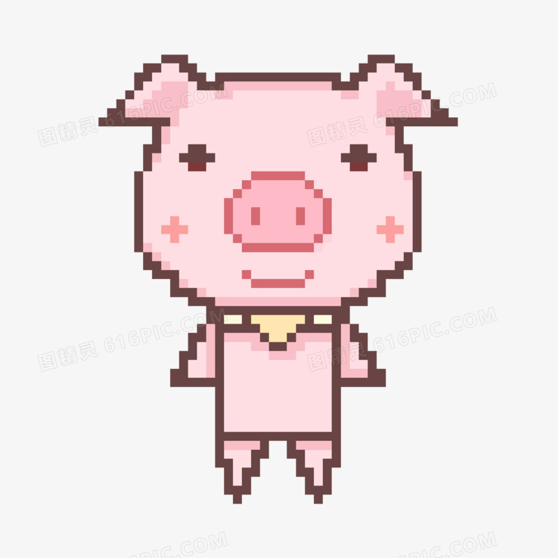 创意卡通动物小猪像素风格元素